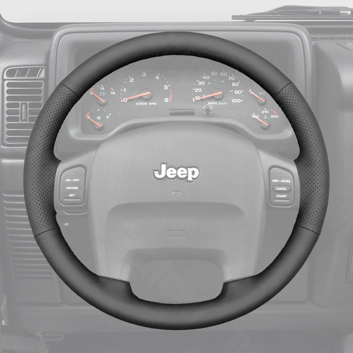 Griffowl Steering Wheel Cover for Personalized SUV Jeep Wrangler Grand Cherokee 1999-2006. Elevate your interior with Griffowl's wrap and stitch kit.