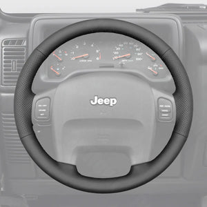 Griffowl Steering Wheel Cover for Personalized SUV Jeep Wrangler Grand Cherokee 1999-2006. Elevate your interior with Griffowl's wrap and stitch kit.