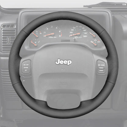 Griffowl Steering Wheel Cover for Personalized SUV Jeep Wrangler Grand Cherokee 1999-2006. Elevate your interior with Griffowl's wrap and stitch kit.