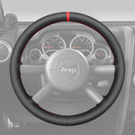 Griffowl Steering Wheel Cover for Personalized SUV Jeep Wrangler JK 2007-2010. Griffowl's interior mod with hand-sewn DIY steering wheel kit.