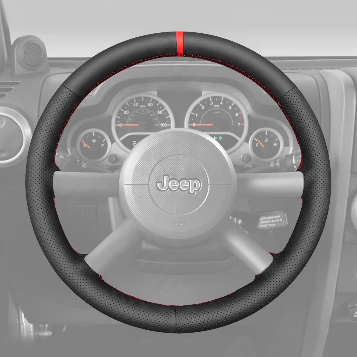 Griffowl Steering Wheel Cover for Personalized SUV Jeep Wrangler JK 2007-2010. Griffowl's interior mod with hand-sewn DIY steering wheel kit.