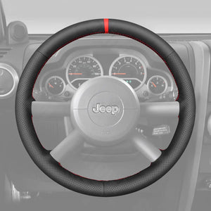 Griffowl Steering Wheel Cover for Personalized SUV Jeep Wrangler JK 2007-2010. Griffowl's interior mod with hand-sewn DIY steering wheel kit.