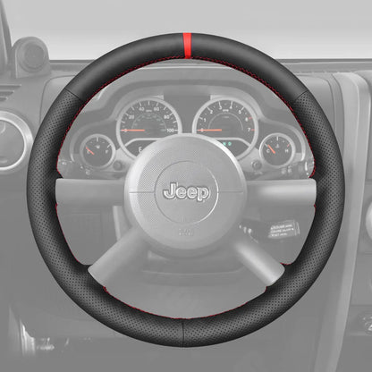Griffowl Steering Wheel Cover for Personalized SUV Jeep Wrangler JK 2007-2010. Griffowl's interior mod with hand-sewn DIY steering wheel kit.