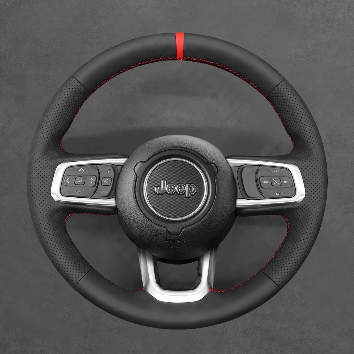 Griffowl Steering Wheel Cover for Personalized Jeep Wrangler Unlimited GladiatorJT 2018-2025. Hand-sewn kit for drivers seeking precision and comfort.