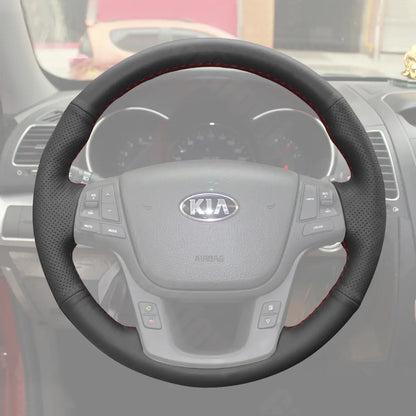 Griffowl Steering Wheel Cover for Personalized SUV Kia Sorento Sorento 2 2009-2015. Hand-sewn kit for drivers seeking precision and comfort.
