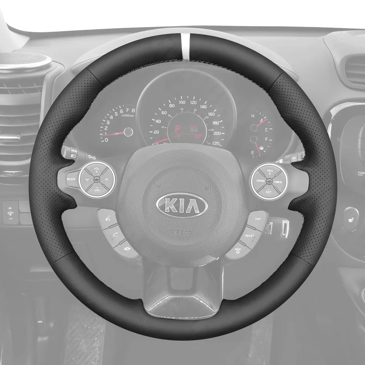 Griffowl Steering Wheel Cover for Personalized SUV Kia Soul 2014-2019. Compact, hand-sewn DIY wrap for quick interior mods and grip upgrade.
