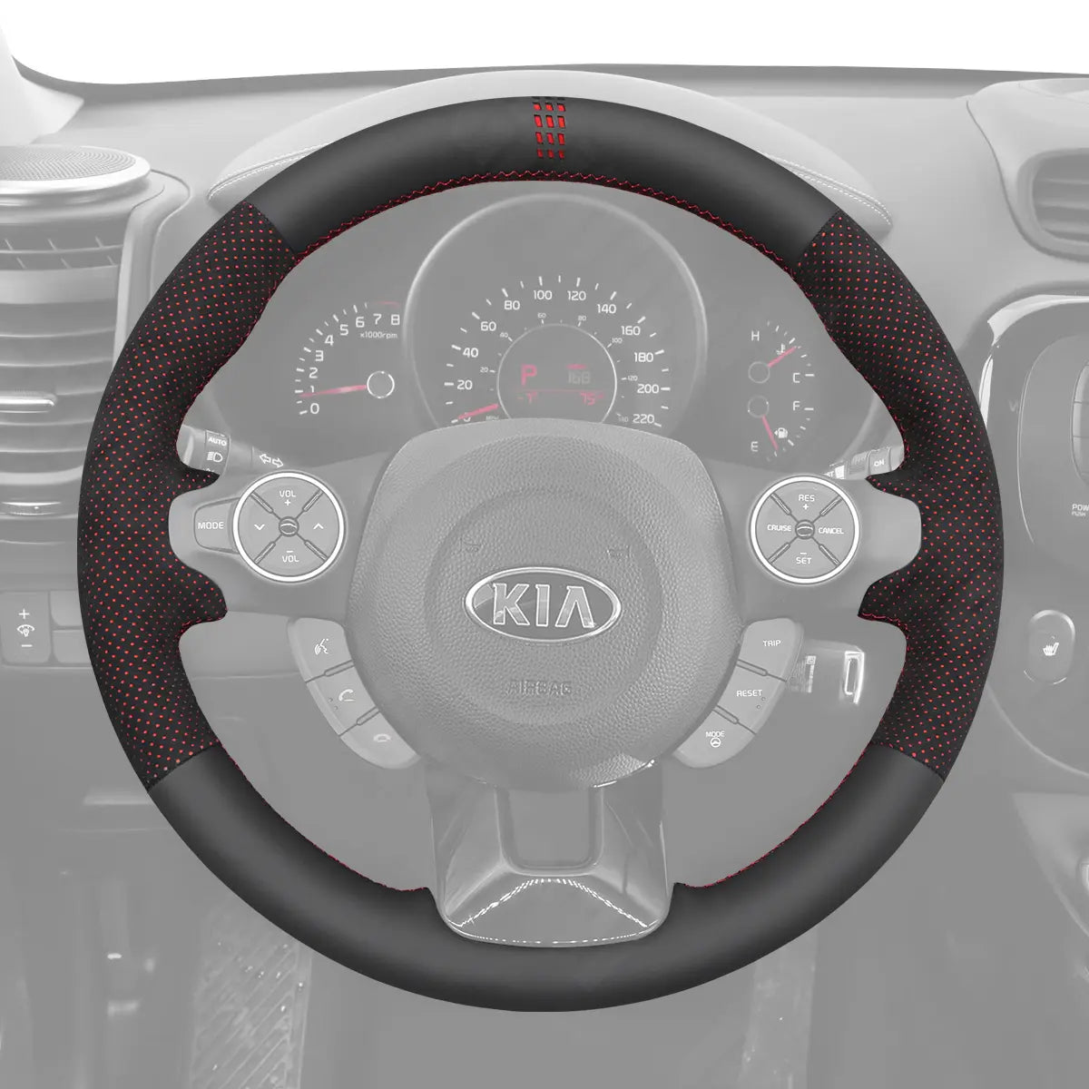 Griffowl Steering Wheel Cover for Personalized SUV Kia Soul 2014-2019. Compact, hand-sewn DIY wrap for quick interior mods and grip upgrade.
