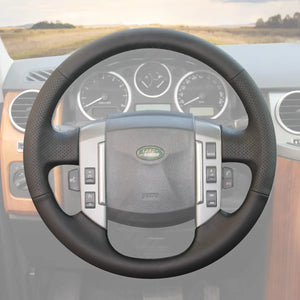 Griffowl Steering Wheel Cover for Personalized SUV Land Rover Discovery 3 2004-2009. Hand-sewn kit for drivers seeking precision and comfort.