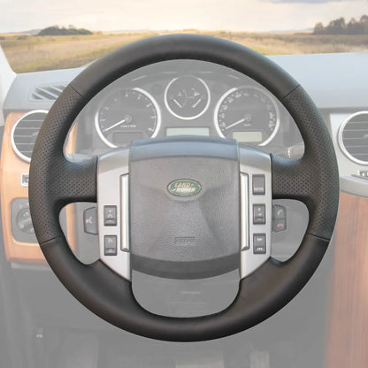 Griffowl Steering Wheel Cover for Personalized SUV Land Rover Discovery 3 2004-2009. Hand-sewn kit for drivers seeking precision and comfort.