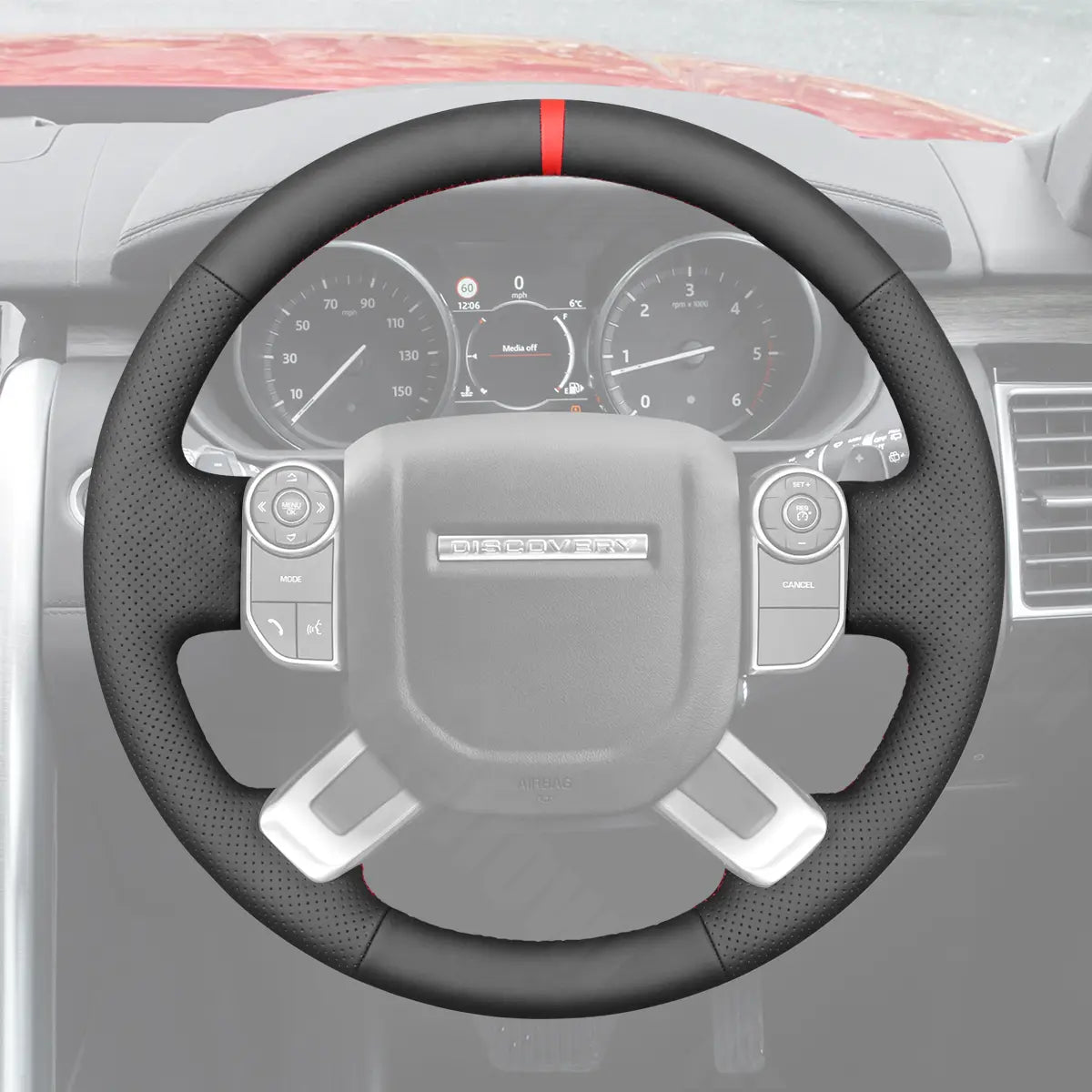 Griffowl Steering Wheel Cover for Personalized SUV Land Rover Discovery Range Rover 2013-2022. Elevate your interior with Griffowl's wrap and stitch kit.