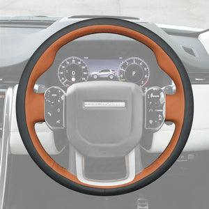 Griffowl Steering Wheel Cover for Personalized SUV Land Rover Range Rover Sport Discovery Sport Evoque Velar 2017-2022. Compact, hand-sewn DIY wrap for quick interior mods and grip upgrade.