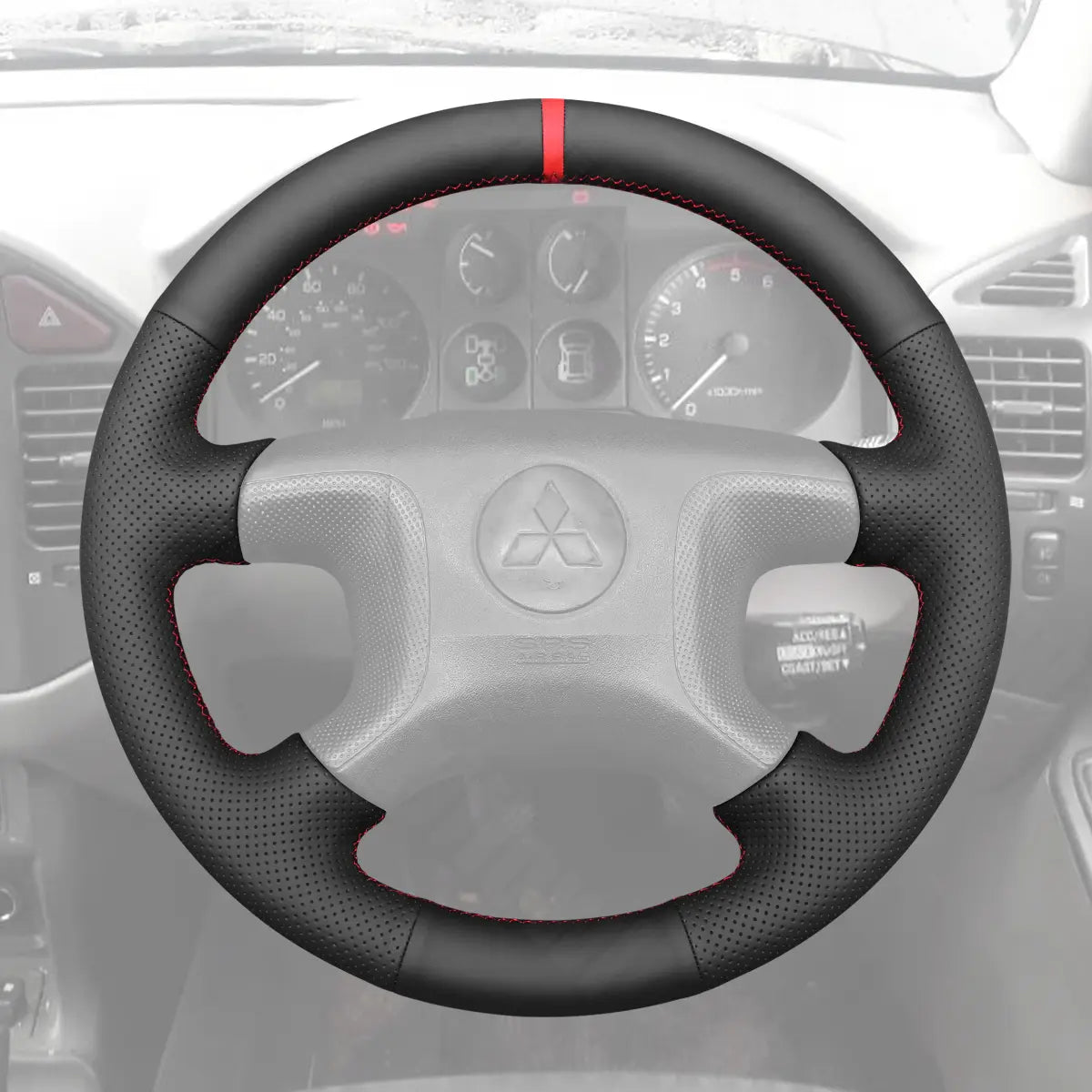 Griffowl Steering Wheel Cover for Personalized SUV Mitsubishi Pajero Montero Shogun 2000-2006. Elevate your interior with Griffowl's wrap and stitch kit.
