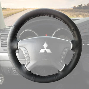 Griffowl Steering Wheel Cover for Personalized SUV Mitsubishi Pajero Montero Shogun 2007-2019. Elevate your interior with Griffowl's wrap and stitch kit.
