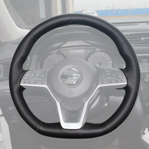 Griffowl Steering Wheel Cover for Personalized SUV Nissan Juke II F16 Kicks ZE1 Armada Qashqai J11 Rogue Sport X Trail T32 2017-2025. Compact, hand-sewn DIY wrap for quick interior mods and grip upgrade.
