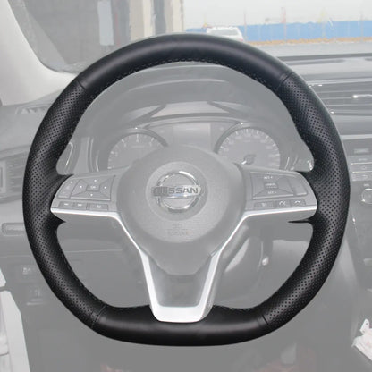 Griffowl Steering Wheel Cover for Personalized SUV Nissan Juke II F16 Kicks ZE1 Armada Qashqai J11 Rogue Sport X Trail T32 2017-2025. Compact, hand-sewn DIY wrap for quick interior mods and grip upgrade.
