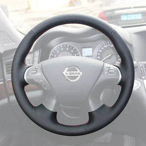 Griffowl Steering Wheel Cover for Personalized SUV Nissan Murano Pathfinder 2013-2024. Elevate your interior with Griffowl's wrap and stitch kit.
