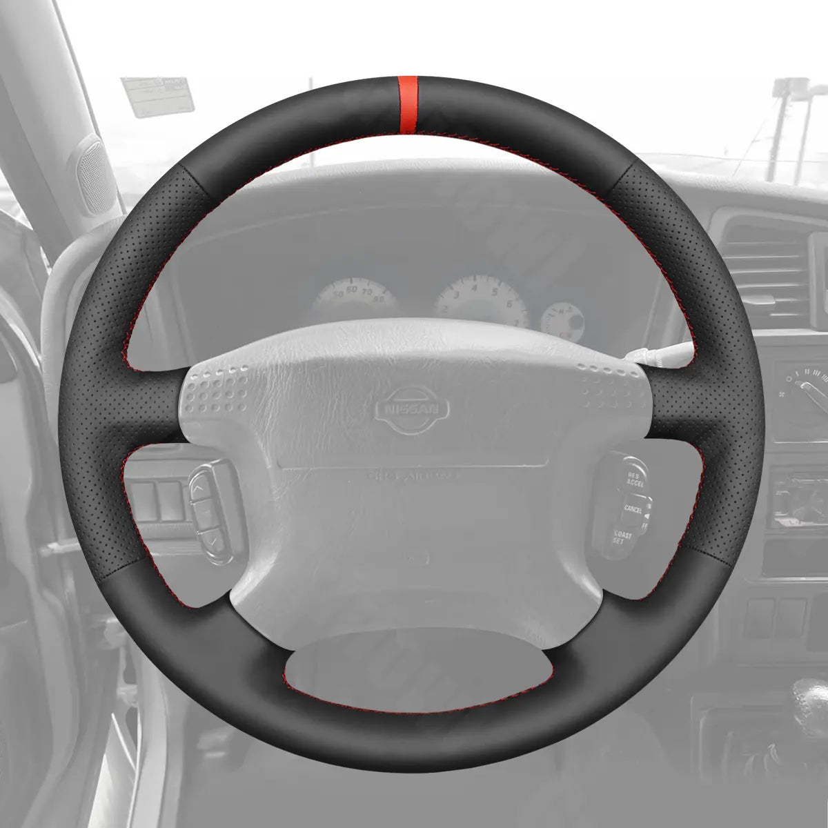 Griffowl Steering Wheel Cover for Personalized SUV Nissan Patrol 1997-2004. Perfect grip with our steering wheel wrap and custom interior touch.
