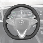 Griffowl Steering Wheel Cover for Personalized SUV Opel Grandland X Mokka 2017-2025. Hand-sewn kit for drivers seeking precision and comfort.
