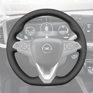 Griffowl Steering Wheel Cover for Personalized SUV Opel Grandland X Mokka 2017-2025. Hand-sewn kit for drivers seeking precision and comfort.
