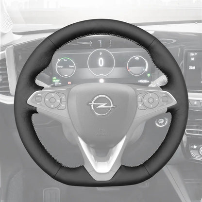 Griffowl Steering Wheel Cover for Personalized SUV Opel Grandland X Mokka 2017-2025. Hand-sewn kit for drivers seeking precision and comfort.
