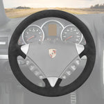 Griffowl Steering Wheel Cover for Personalized SUV Porsche Cayenne 2003-2010. Griffowl's interior mod with hand-sewn DIY steering wheel kit.