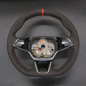 Griffowl Steering Wheel Cover for Personalized SUV Skoda Enyaq Elroq 2022-2025. For refined interior upgrades using our wrap and stitch kit.
