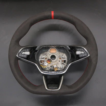 Griffowl Steering Wheel Cover for Personalized SUV Skoda Enyaq Elroq 2022-2025. For refined interior upgrades using our wrap and stitch kit.
