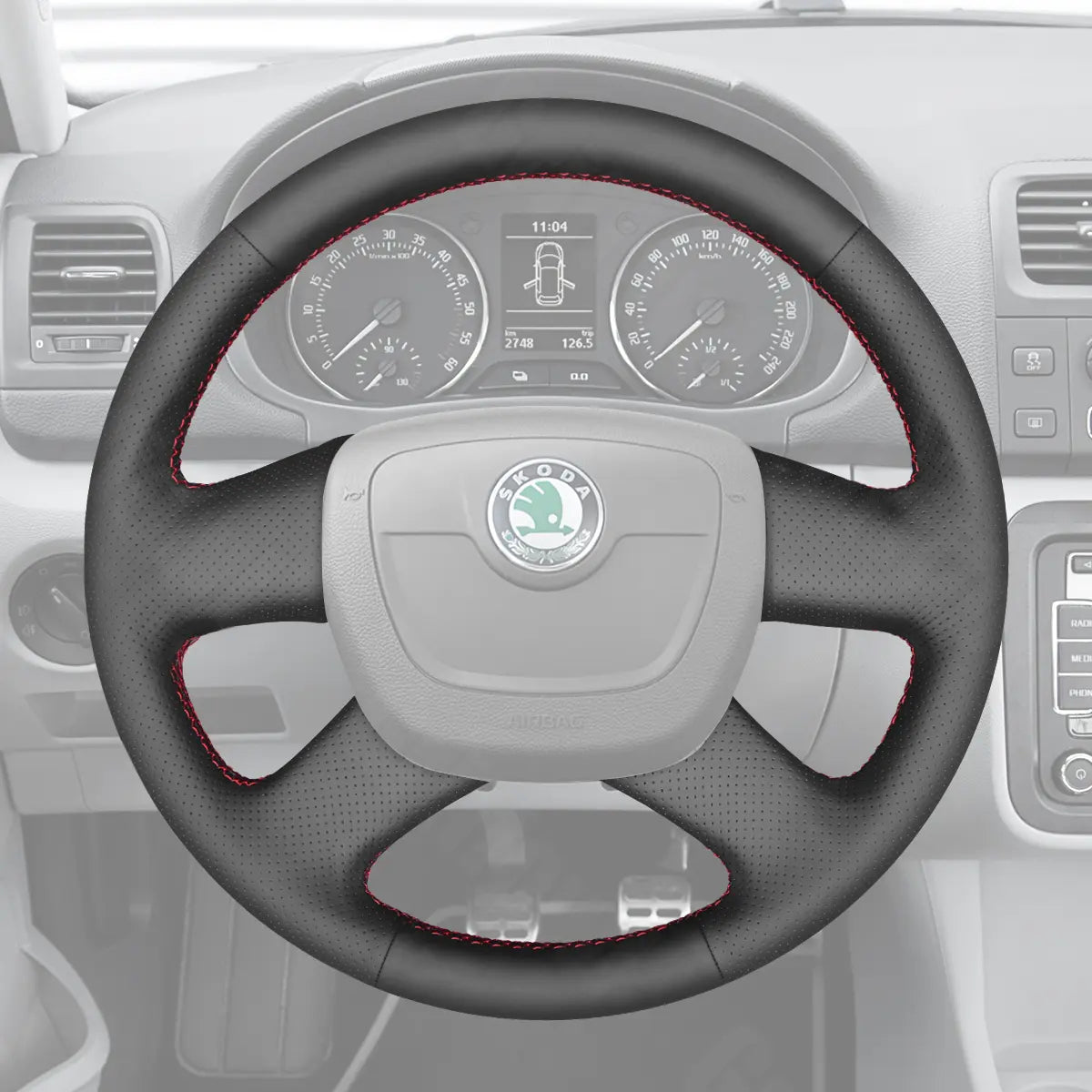 Griffowl Steering Wheel Cover for Personalized SUV Skoda Fabia Citigo Roomster Octavia Superb 2008-2013. Perfect for enthusiasts seeking refined interior mods.
