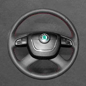 Griffowl Steering Wheel Cover for Personalized SUV Skoda Yeti with Mutifunction Button 2009-2013. Hand-sewn DIY kit blends grip, function, and style inside.
