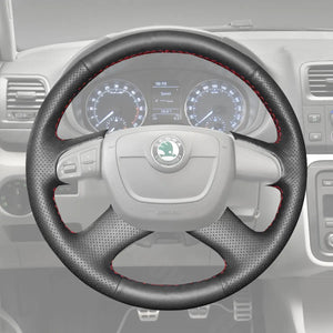 Griffowl Steering Wheel Cover for Personalized SUV Skoda Yeti with Mutifunction Button 2009-2013. Hand-sewn DIY kit blends grip, function, and style inside.
