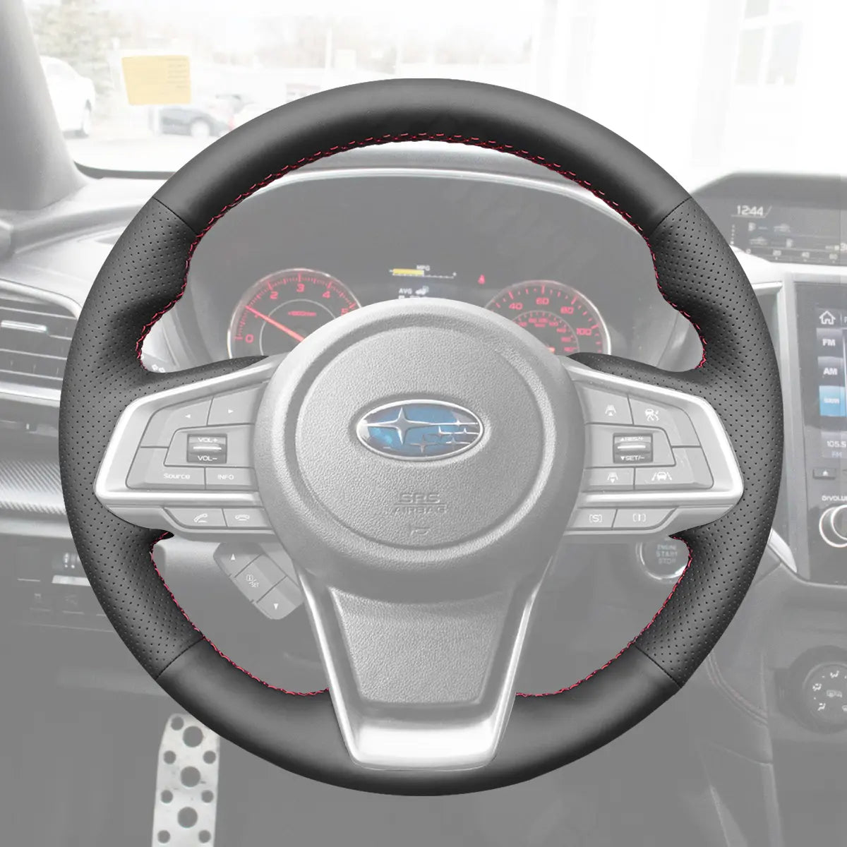 Griffowl Steering Wheel Cover for Crafted Touring Subaru Outback 2018-2025. Perfect grip with our steering wheel wrap and custom interior touch.

