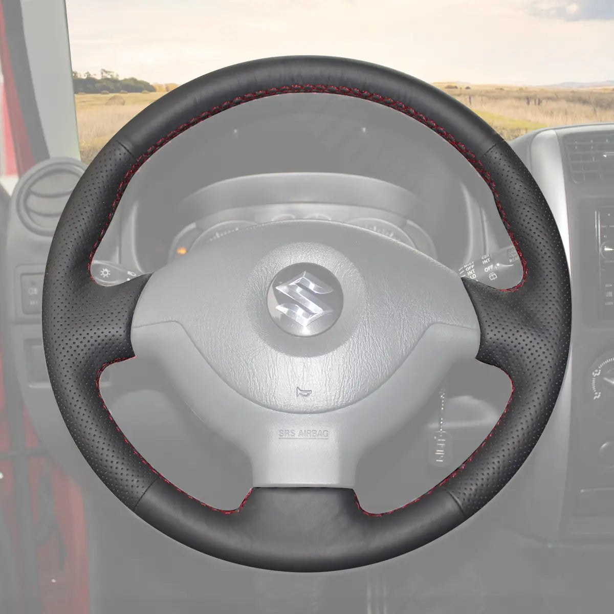 Griffowl Steering Wheel Cover for Personalized SUV Suzuki Jimny 2005-2014. Perfect grip with our steering wheel wrap and custom interior touch.