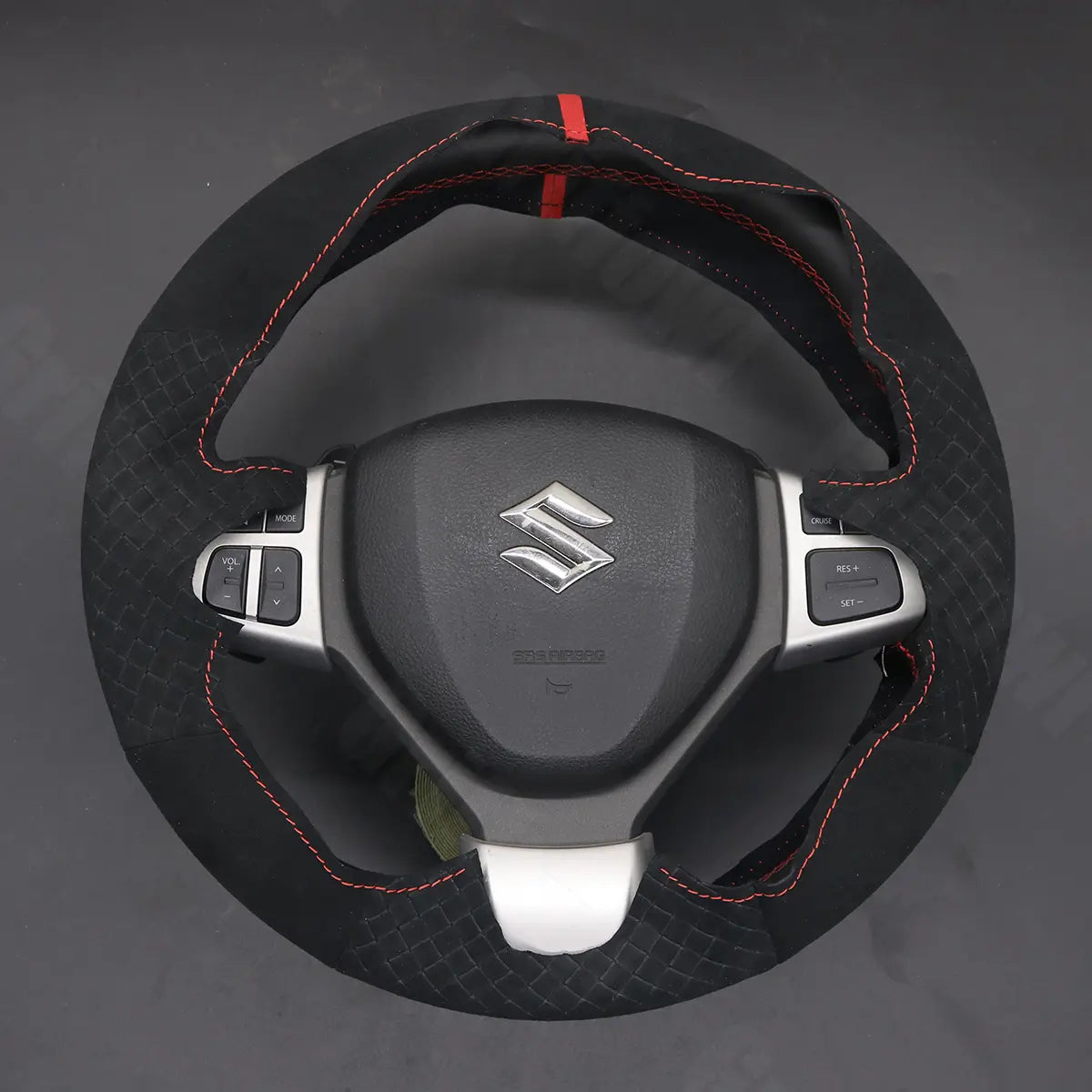 Griffowl Steering Wheel Cover for Personalized SUV Suzuki Vitara S 2016-2019. Griffowl's interior mod with hand-sewn DIY steering wheel kit.
