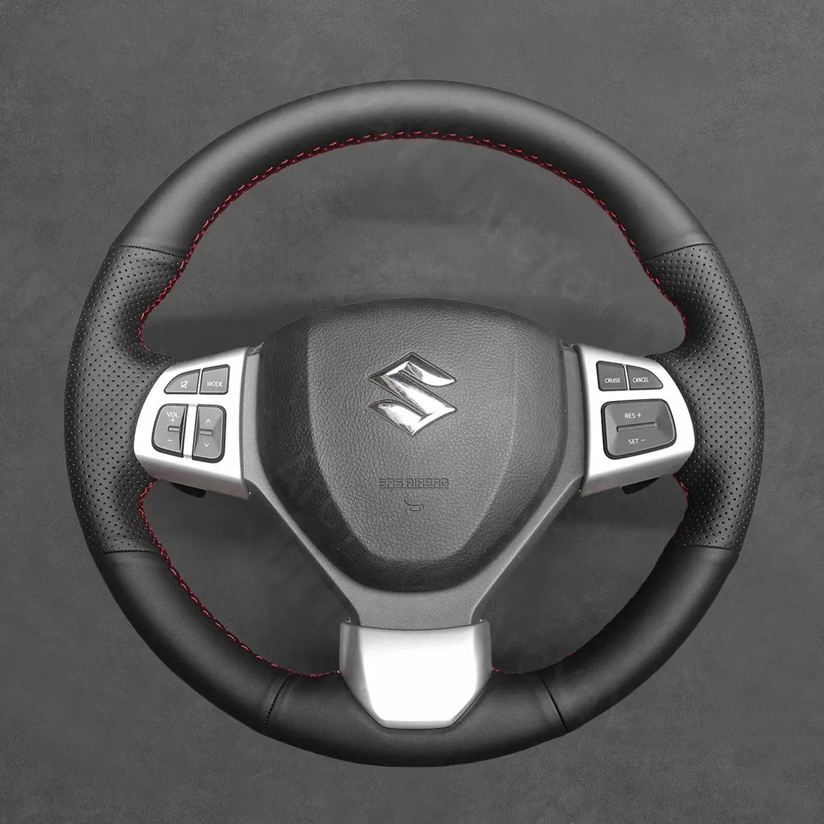 Griffowl Steering Wheel Cover for Personalized SUV Suzuki Vitara S 2016-2019. Griffowl's interior mod with hand-sewn DIY steering wheel kit.