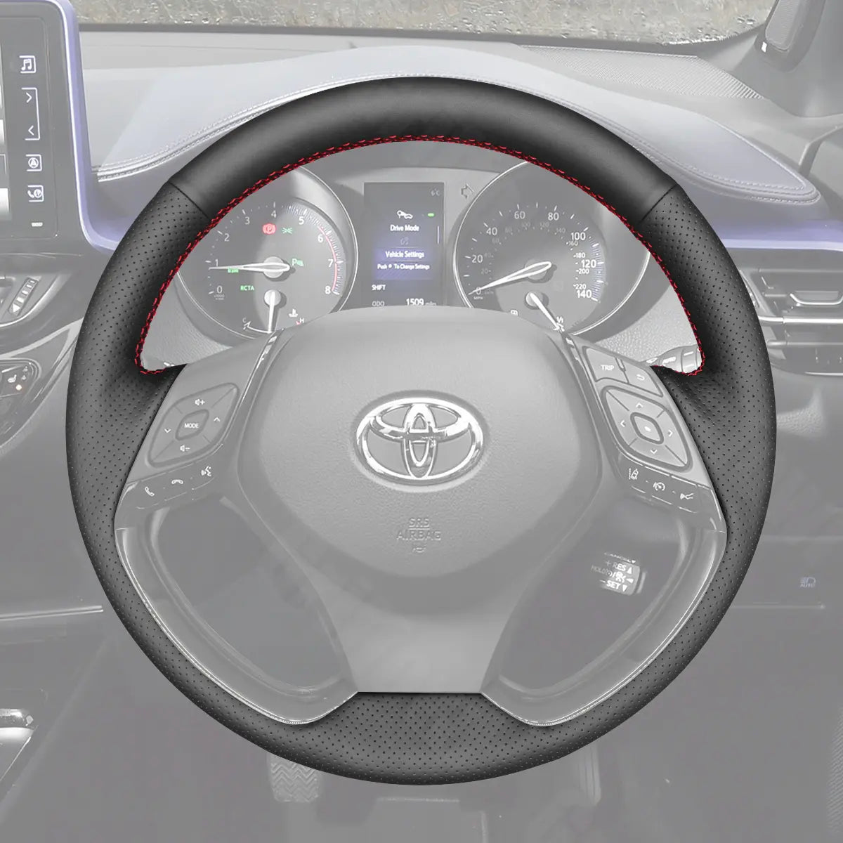 Griffowl Steering Wheel Cover for Personalized SUV Toyota C-HR CHR 2016-2024. Griffowl's interior mod with hand-sewn DIY steering wheel kit.