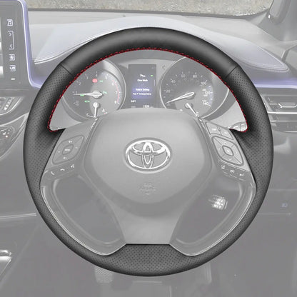 Griffowl Steering Wheel Cover for Personalized SUV Toyota C-HR CHR 2016-2024. Griffowl's interior mod with hand-sewn DIY steering wheel kit.