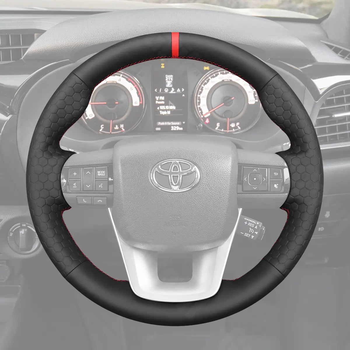 Griffowl Steering Wheel Cover for Personalized Toyota Hilux Fortuner II Land Cruiser 70 Series J76 J78 2015-2025. Turn every drive into a luxury experience.