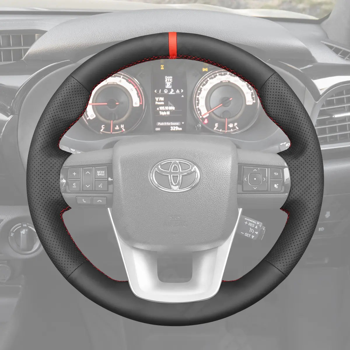 Griffowl Steering Wheel Cover for Personalized Toyota Hilux Fortuner II Land Cruiser 70 Series J76 J78 2015-2025. Turn every drive into a luxury experience.