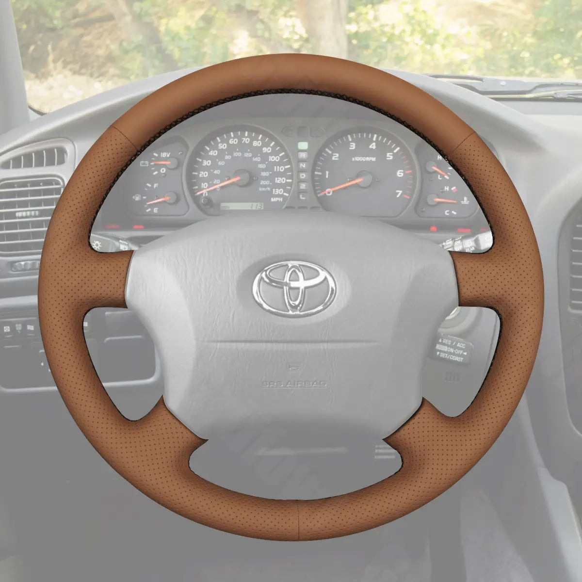 Griffowl Steering Wheel Cover for Personalized SUV Toyota Land Cruiser Prado 1996-2002. Elevate your interior with Griffowl's wrap and stitch kit.