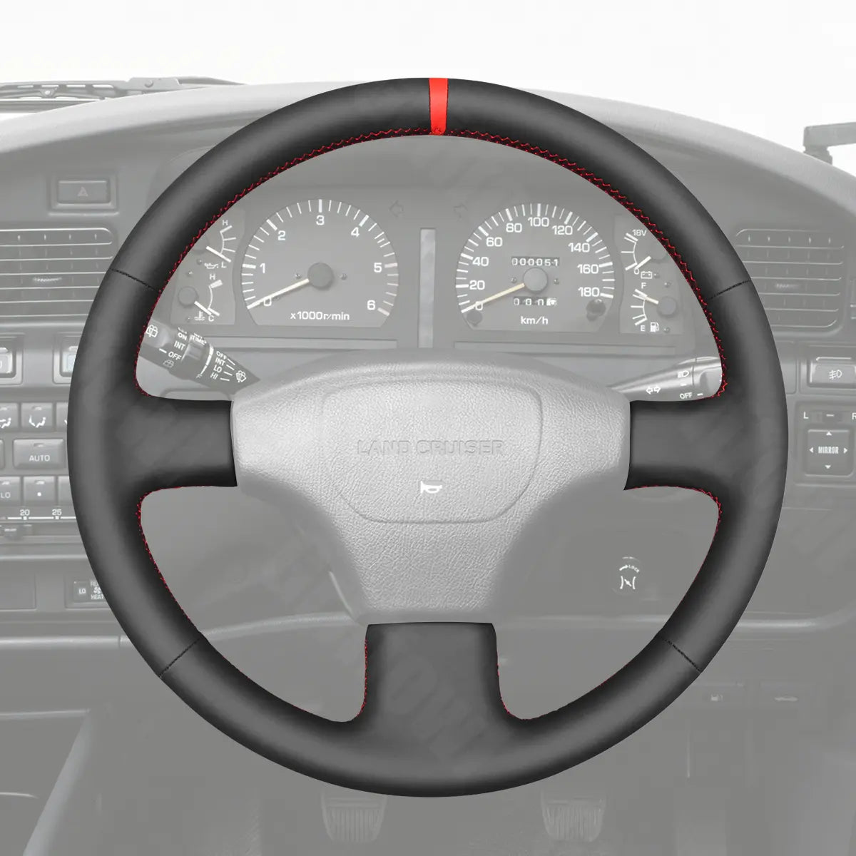 Griffowl Steering Wheel Cover for Personalized SUV Toyota LandCruiser 80 Series 1990-1997. Elevate your interior with Griffowl's wrap and stitch kit.