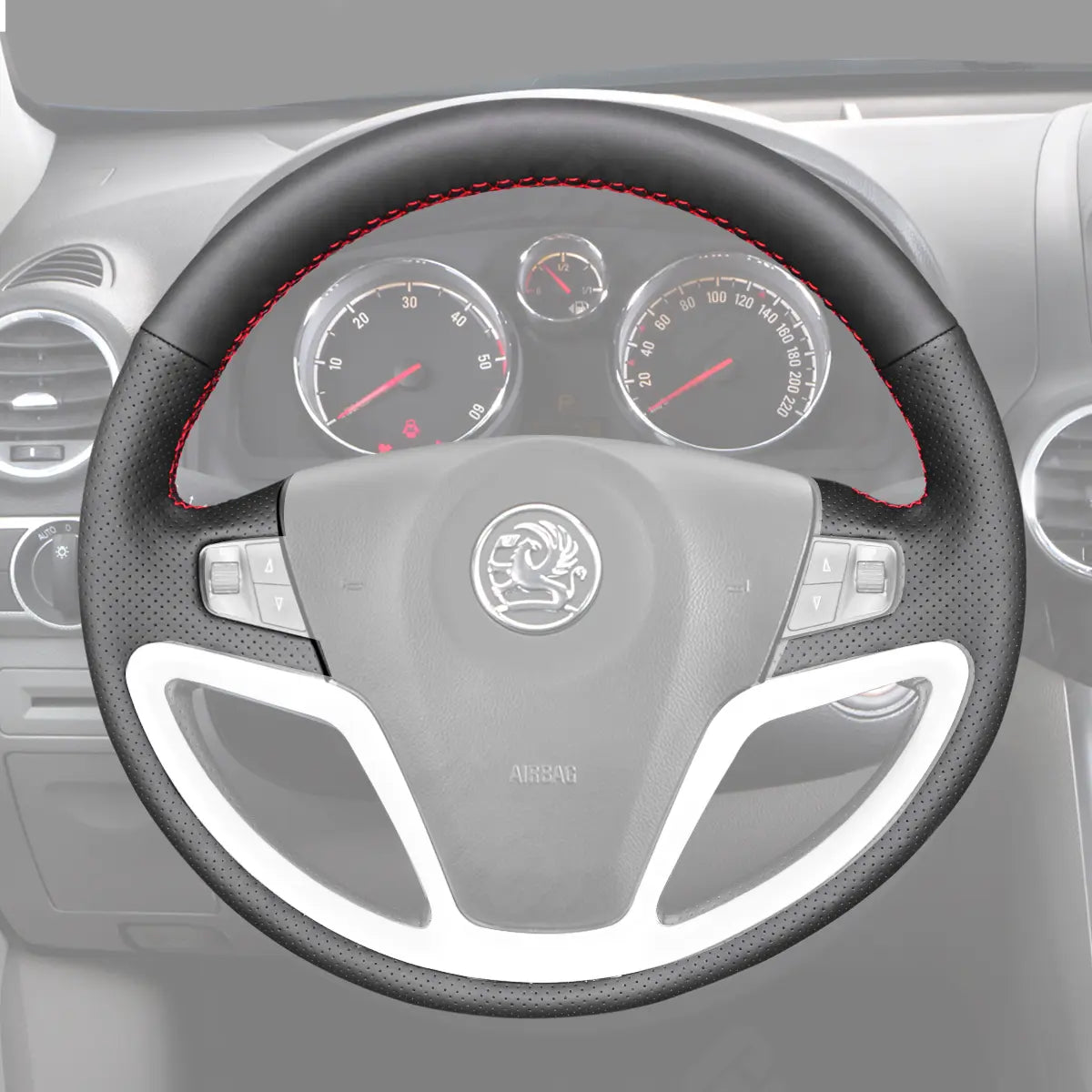 Griffowl Steering Wheel Cover for Personalized SUV Vauxhall Antara 2007-2016. Griffowl's interior mod with hand-sewn DIY steering wheel kit.
