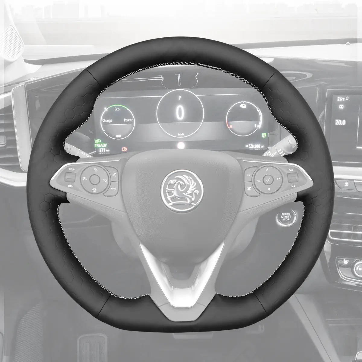 Griffowl Steering Wheel Cover for Personalized SUV Vauxhall Grandland X Mokka 2017-2025. Elevate your interior with Griffowl's wrap and stitch kit.
