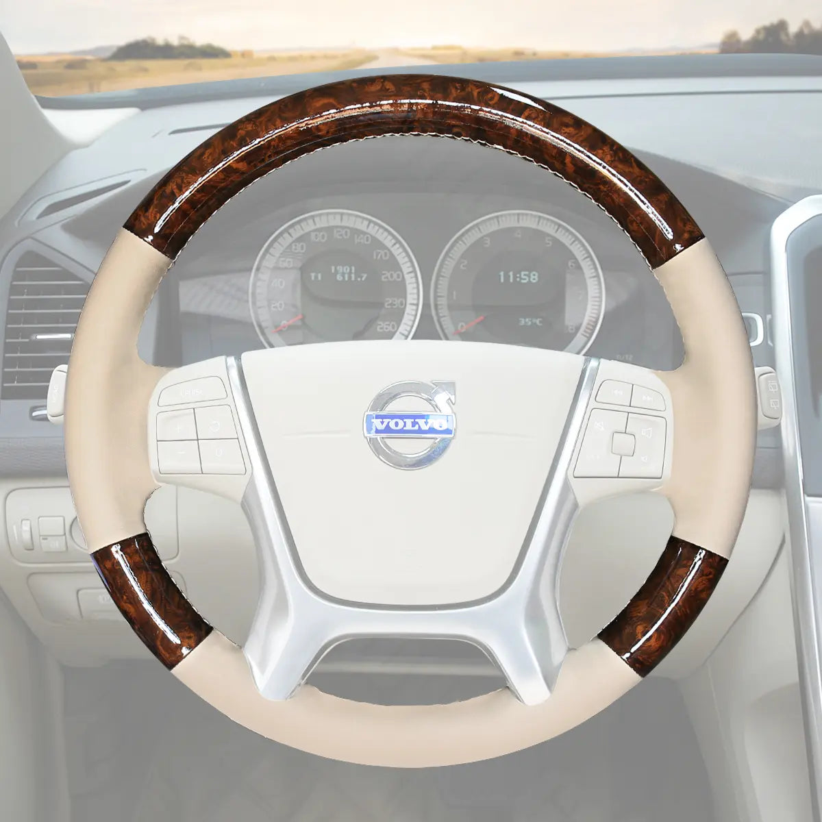 Griffowl Steering Wheel Cover for Personalized SUV Volvo XC60 2010-2013. Perfect grip with our steering wheel wrap and custom interior touch.

