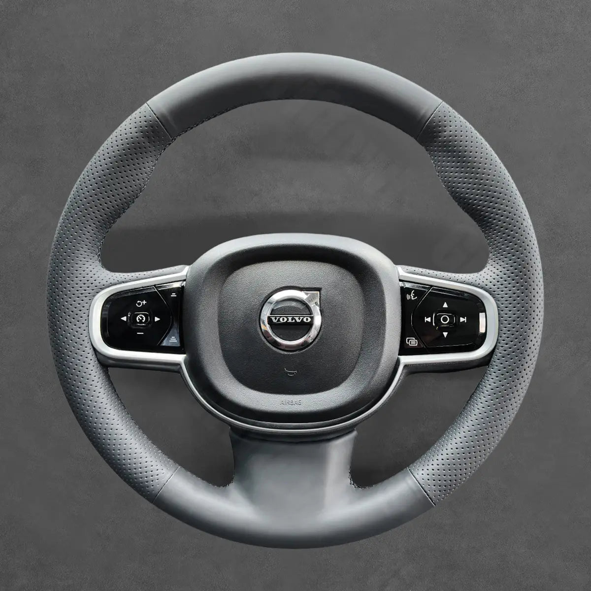 Griffowl Steering Wheel Cover for Personalized SUV Volvo XC60 XC90 2015-2025. Griffowl's interior mod with hand-sewn DIY steering wheel kit.
