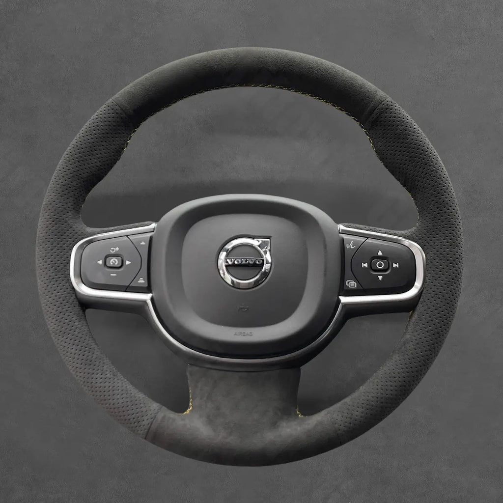 Griffowl Steering Wheel Cover for Personalized SUV Volvo XC60 XC90 2015-2025. Griffowl's interior mod with hand-sewn DIY steering wheel kit.
