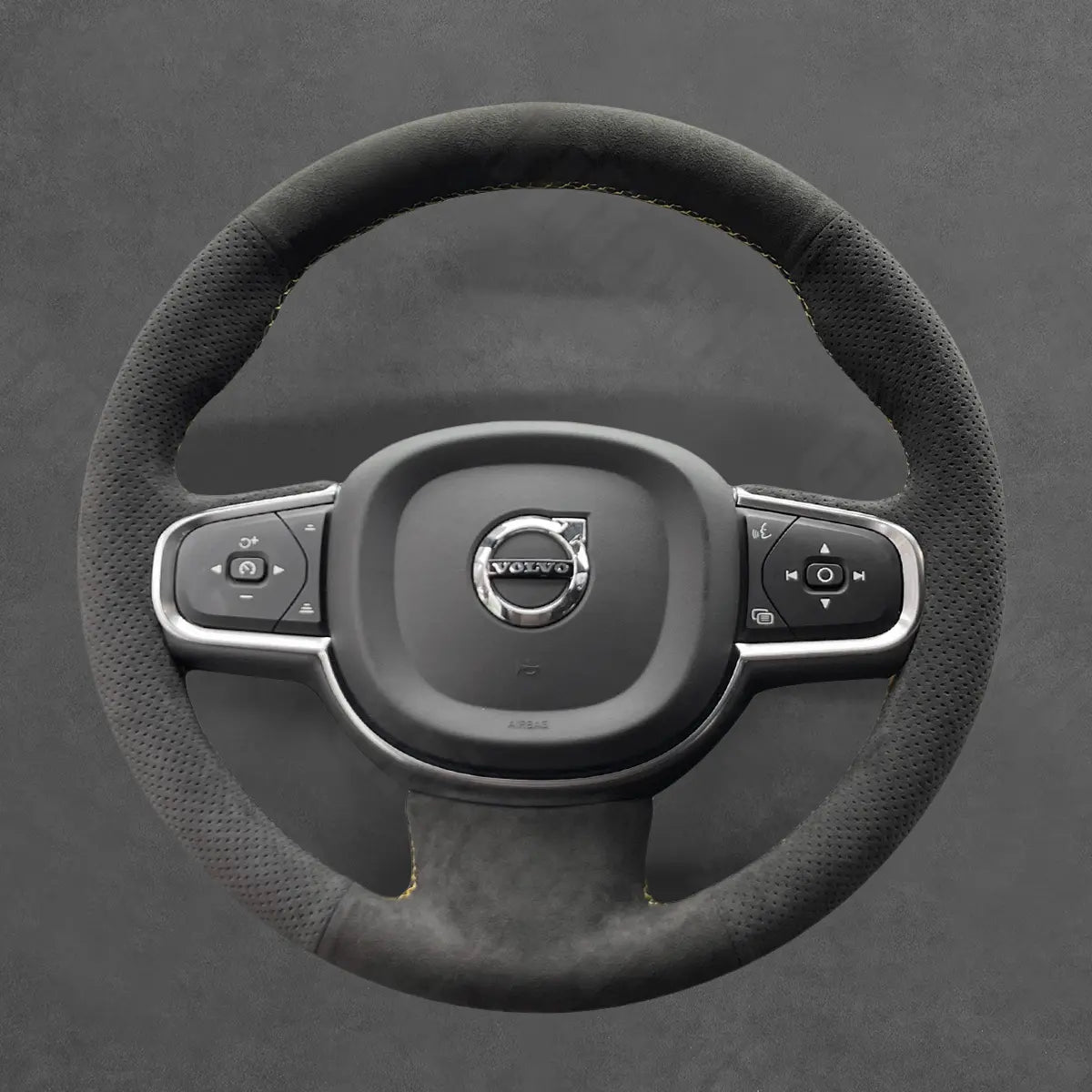Griffowl Steering Wheel Cover for Personalized SUV Volvo XC60 XC90 2015-2025. Griffowl's interior mod with hand-sewn DIY steering wheel kit.
