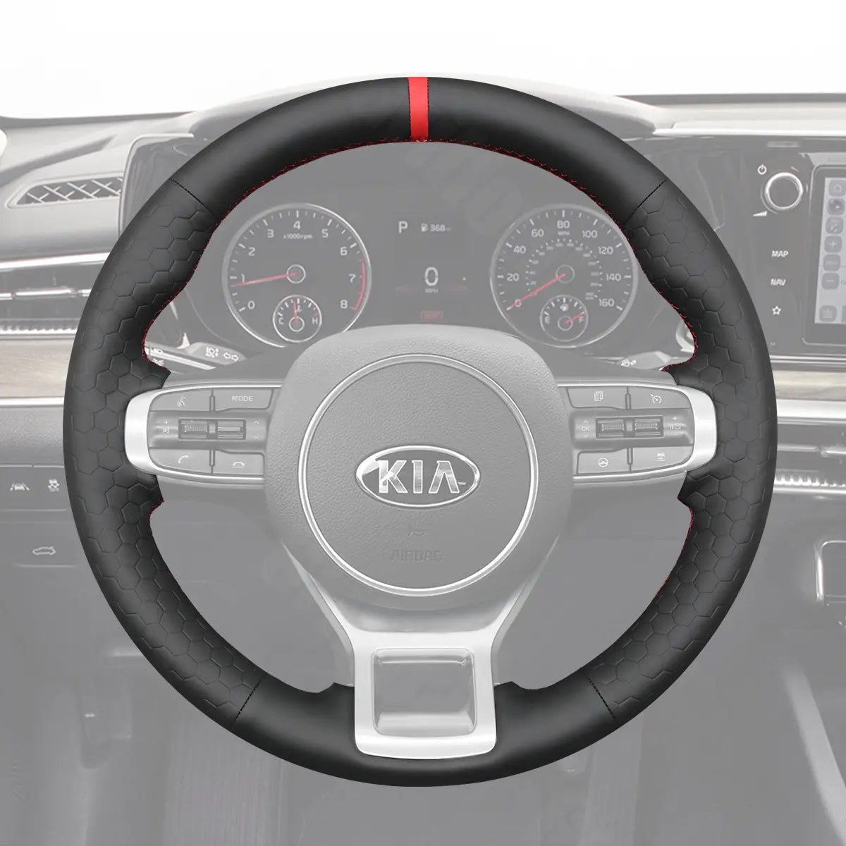 Griffowl Steering Wheel Cover for Personalized SUV kia Sportage K5 2021-2025. Griffowl's interior mod with hand-sewn DIY steering wheel kit.

