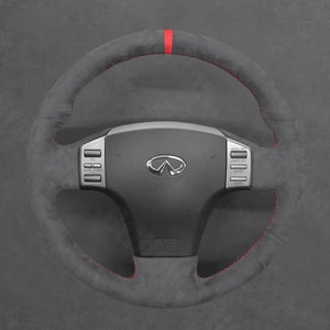 Griffowl Steering Wheel Cover for Infiniti G35 2003-2006. Griffowl's interior mod with hand-sewn DIY steering wheel kit.
