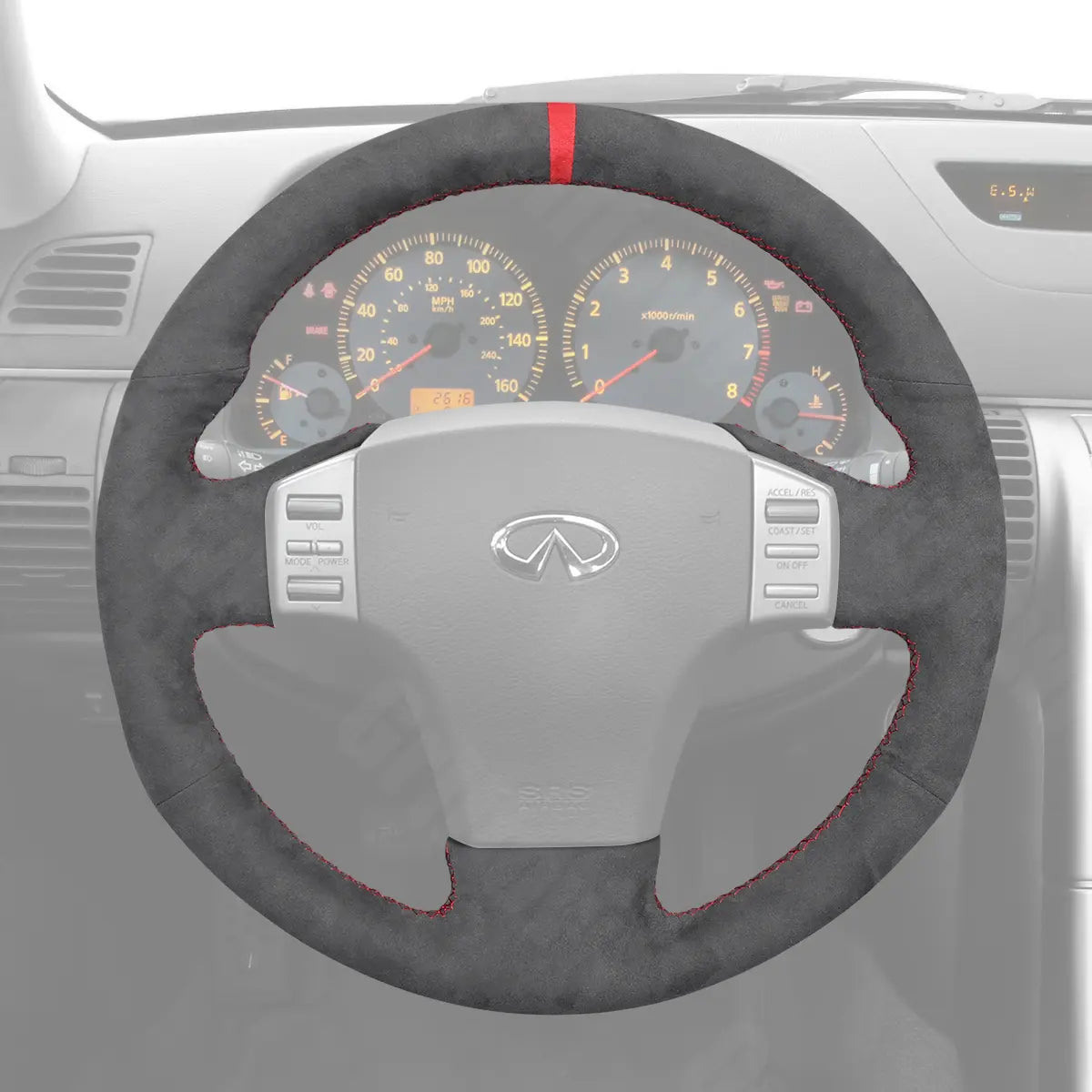 Griffowl Steering Wheel Cover for Infiniti G35 2003-2006. Griffowl's interior mod with hand-sewn DIY steering wheel kit.
