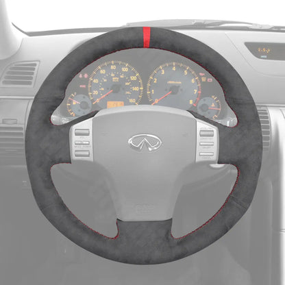 Griffowl Steering Wheel Cover for Infiniti G35 2003-2006. Griffowl's interior mod with hand-sewn DIY steering wheel kit.
